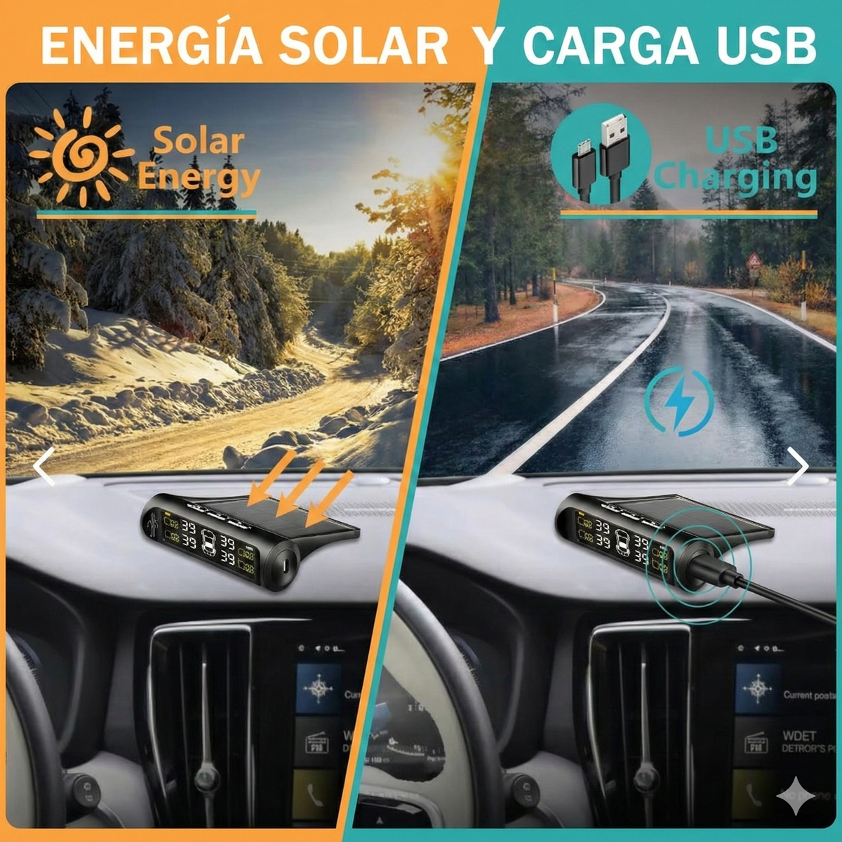Sistema TPMS Solar – Monitorea Presión en Tiempo Real – Maneja Seguro desde el Primer Día