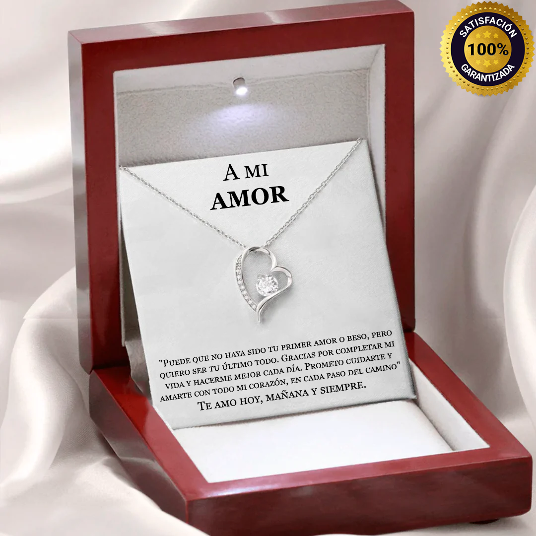 Collar Amor Eterno | Caja con Luz y Dedicatoria <span style="color: #000000;"><strong><span style="color: #ff2a00;">Plata 100% Autentica </span></strong></span>