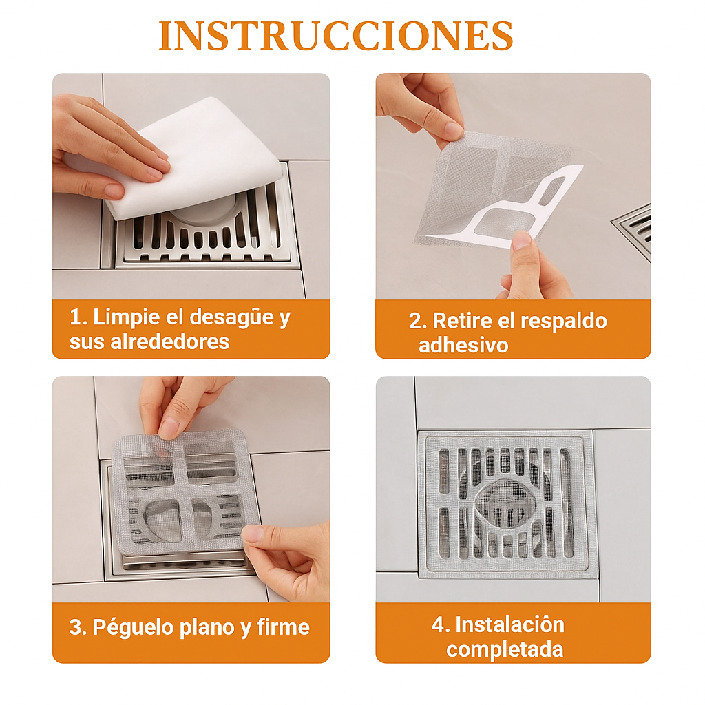 Filtros Desechables x50 – Atrapa Cabello – Mantén tu desagüe limpio y sin tocar suciedad en segundos