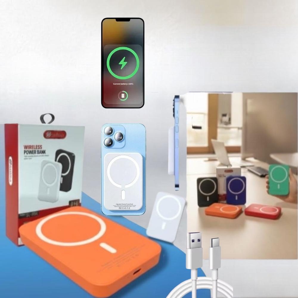 Batería Portátil Magnética Inalámbrica 2x1  – Carga Segura sin Cables – Energía Confiable