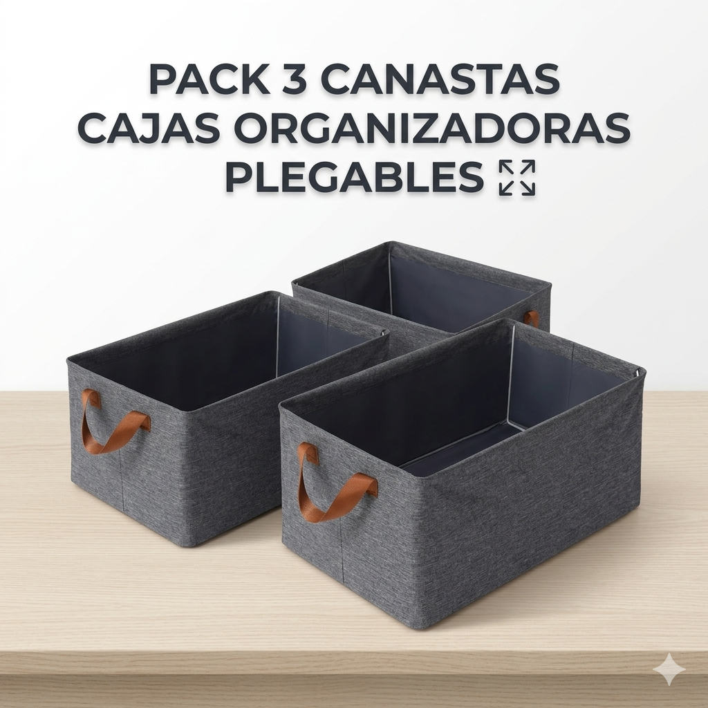 Pack 3 Canastas Cajas Organizadoras Pleg