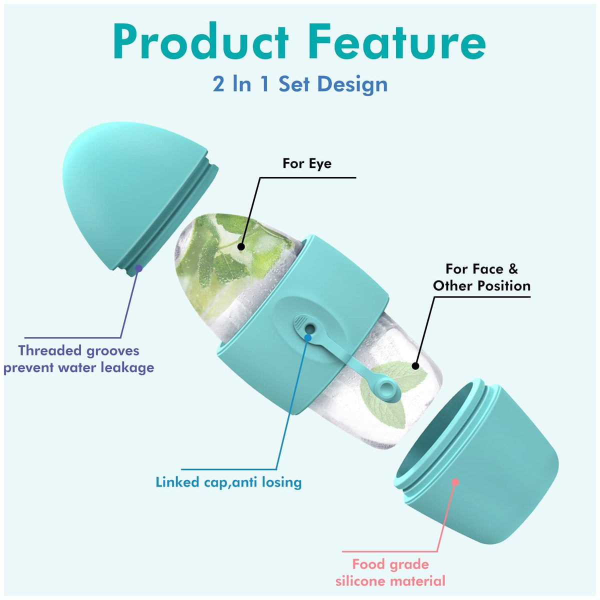 Silicone Ice Face Roller Contour Shrink Pores Remove Dark Circles Massage Skin Beauty Facial Roller For Eyes Neck Skin Care Tool
