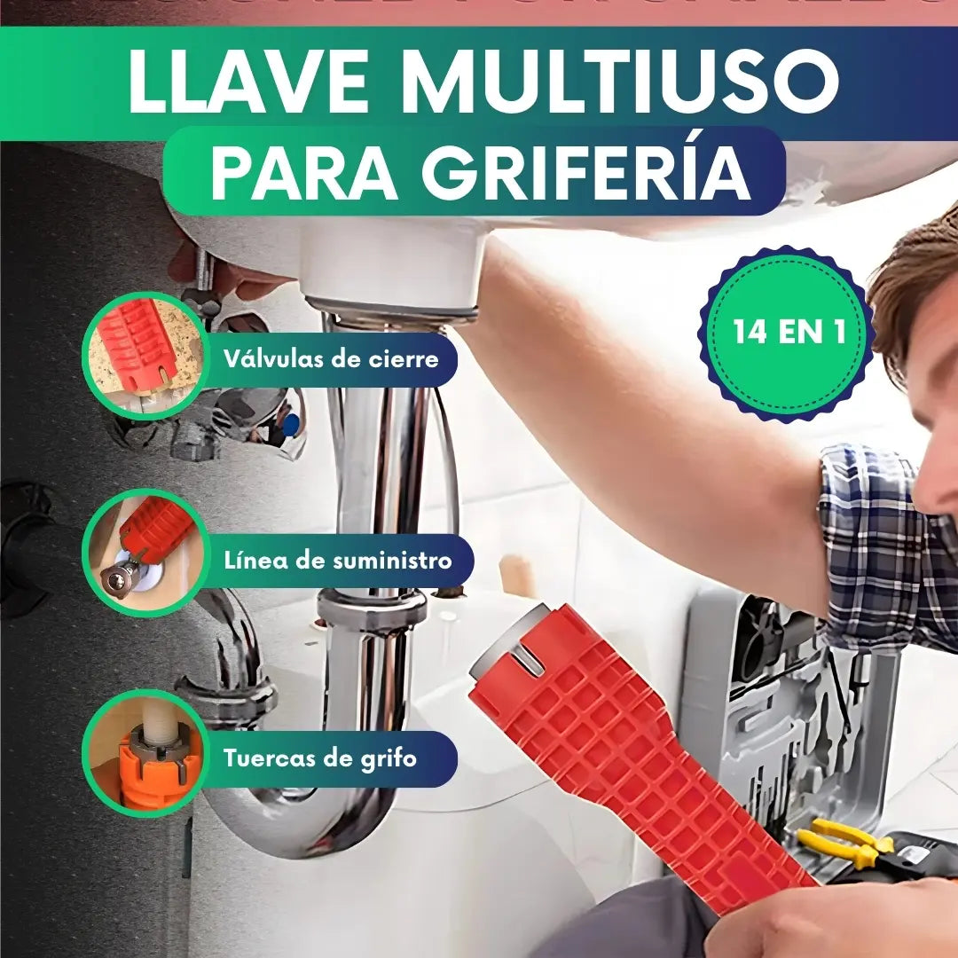 Llave multiuso para griferia 14 en 1