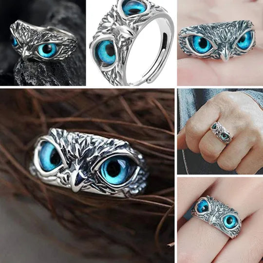 Anillo ajustable unisex Buho para la Prosperidad y Buena Suerte