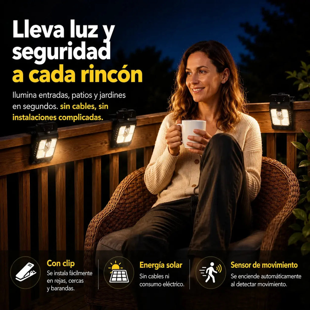 ClipLight Pro — Luz Solar con Sensor de Movimiento
