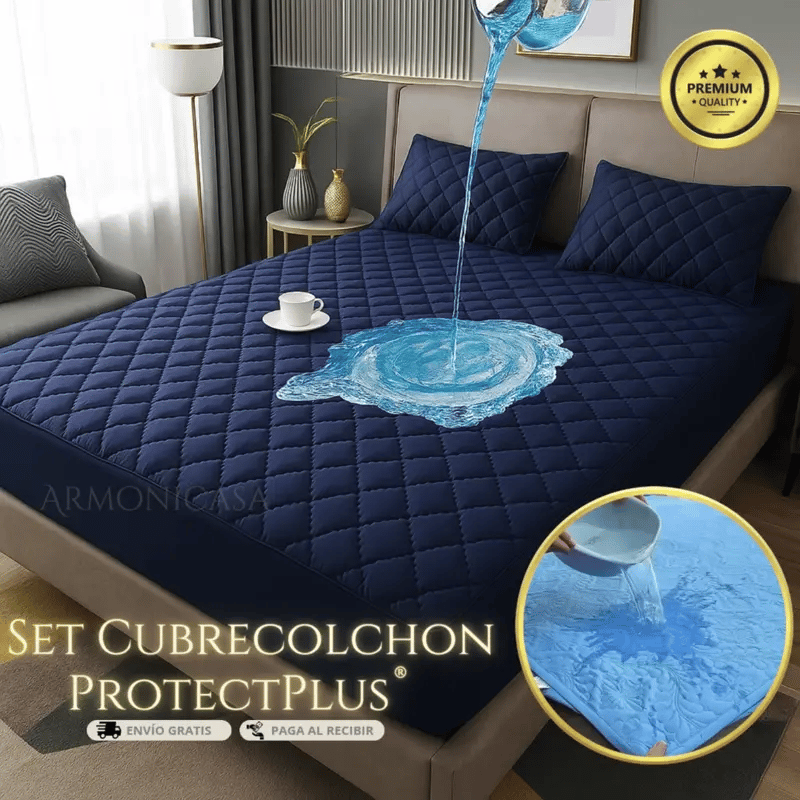 Cubre colchón impermeable + FUNDAS DE REGALO – Bloquea líquidos y manchas –