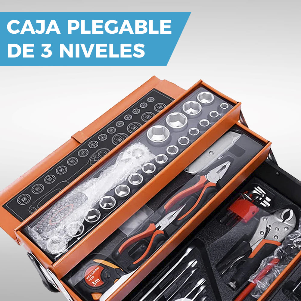 CAJA DE HERRAMIENTAS PROFESIONAL DE 3 NIVELES | INCLUYE 85 PIEZAS 🛠️