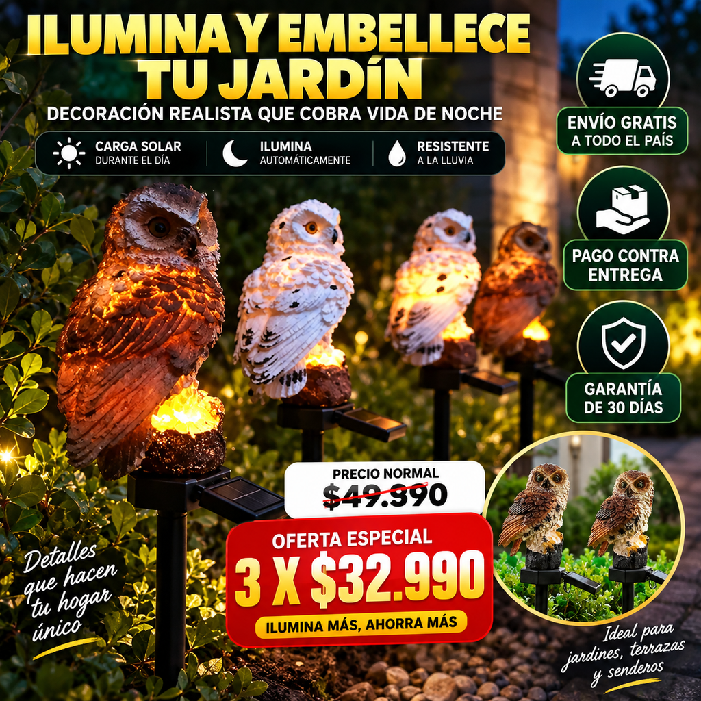 BUHO LUZ™ | ILUMINA TU JARDÍN Y TRANSFORMA TUS NOCHES.