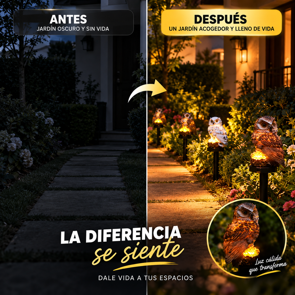 BUHO LUZ™ | ILUMINA TU JARDÍN Y TRANSFORMA TUS NOCHES.