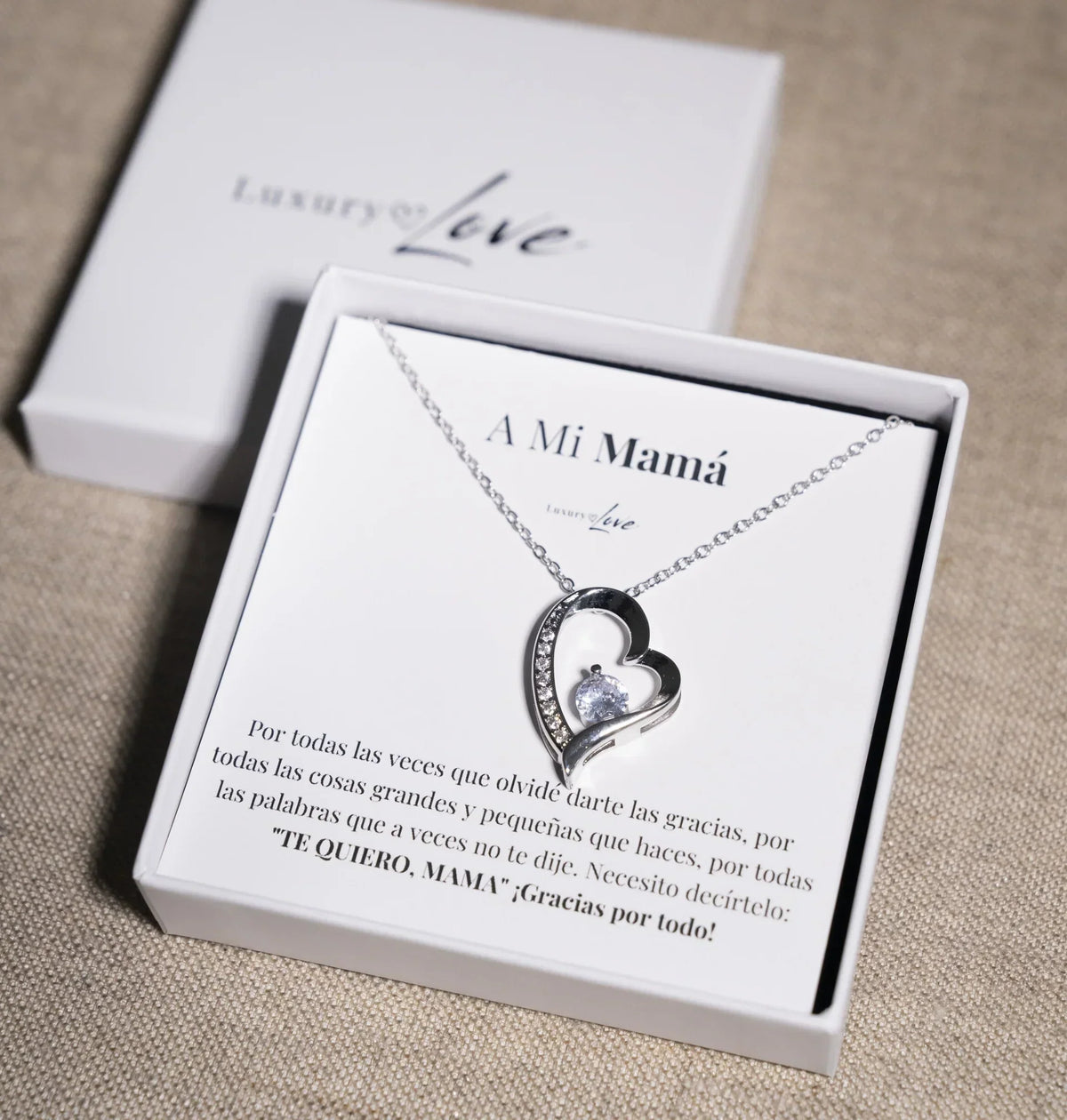 Collar Amor Eterno | Caja con Luz y Dedicatoria <span style="color: #000000;"><strong><span style="color: #ff2a00;">Plata 100% Autentica </span></strong></span>