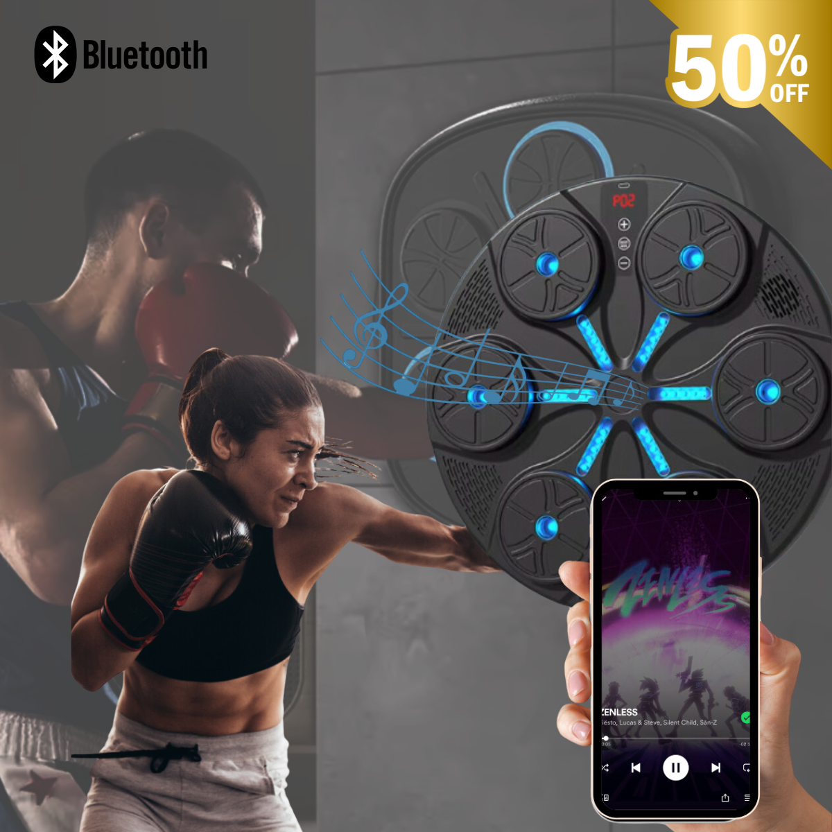 BOXFIT© - MÁQUINA DE BOXEO MUSICAL + GUANTES PROMOCION CIERRE DE LA TIENDA - CONTRA ENTREGA ENVÍO GRATIS