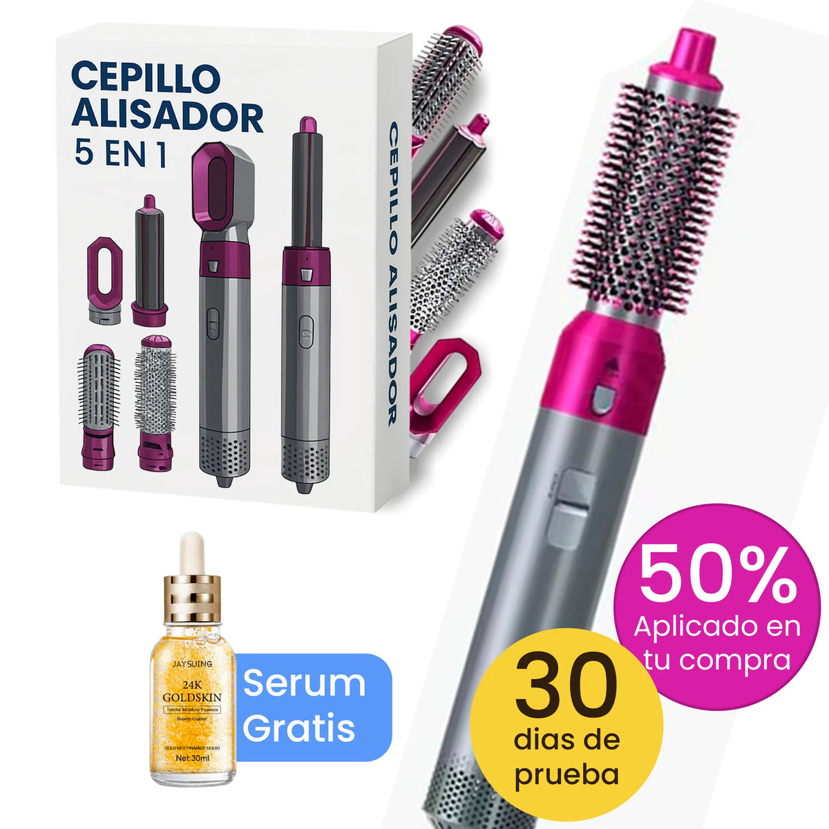 Cepillo Alisador HairStyler 5 en 1 +  <span style="color: #000000;"><strong><span style="color: #ff2a00;">¡Serum Gratis!</span></strong></span>