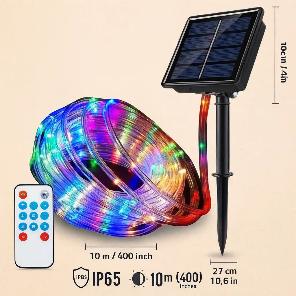 Manguera LED Solar Multicolor/Cálidas💥 – Ilumina tu hogar 🏠 – ¡Decora Sin Pagar Energía!💡