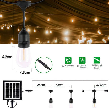 Guirnalda Solar 10m Luces Exterior