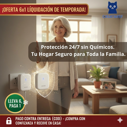 Repelente Ultrasónico 6x1  – Ahorra Tiempo y Esfuerzo – Mantén tu hogar libre de ratones en solo días