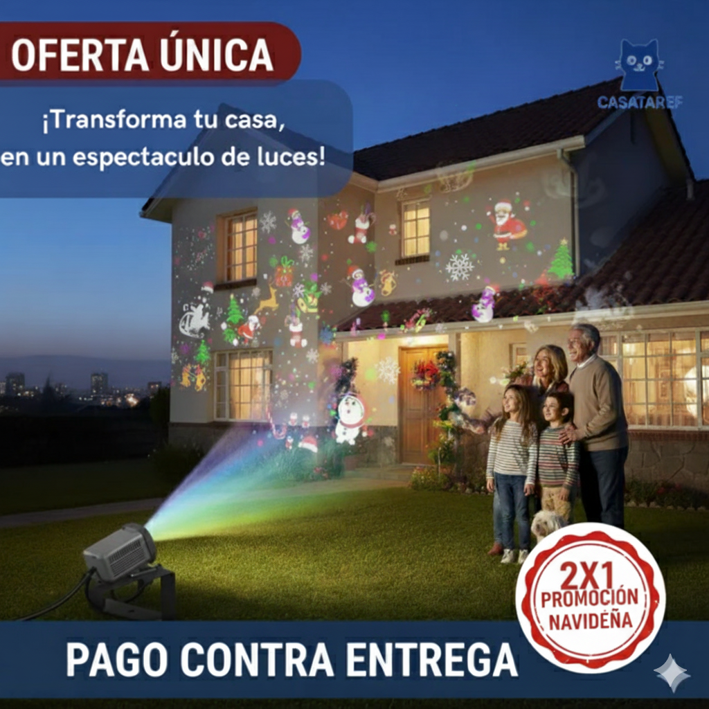 PROMO 2x1: Proyector Navideño – Iluminación Instantánea – Decora tu casa en segundos