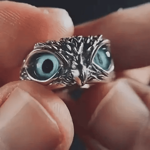 Anillo ajustable unisex Buho para la Prosperidad y Buena Suerte
