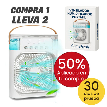 Ventilador Humidificador Portátil - ClimaFresh <span style="color: #000000;"><strong><span style="color: #ff2a00;">¡COMPRA 1 Y LLÉVATE 2!</span></strong></span> - La Moda del Verano