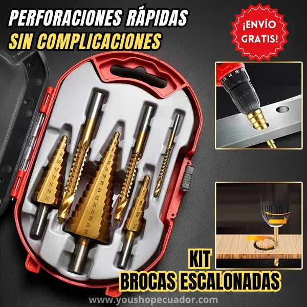 Set Brocas Escalonadas de Titanio – Perforación Múltiple – Agujeros precisos en minutos
