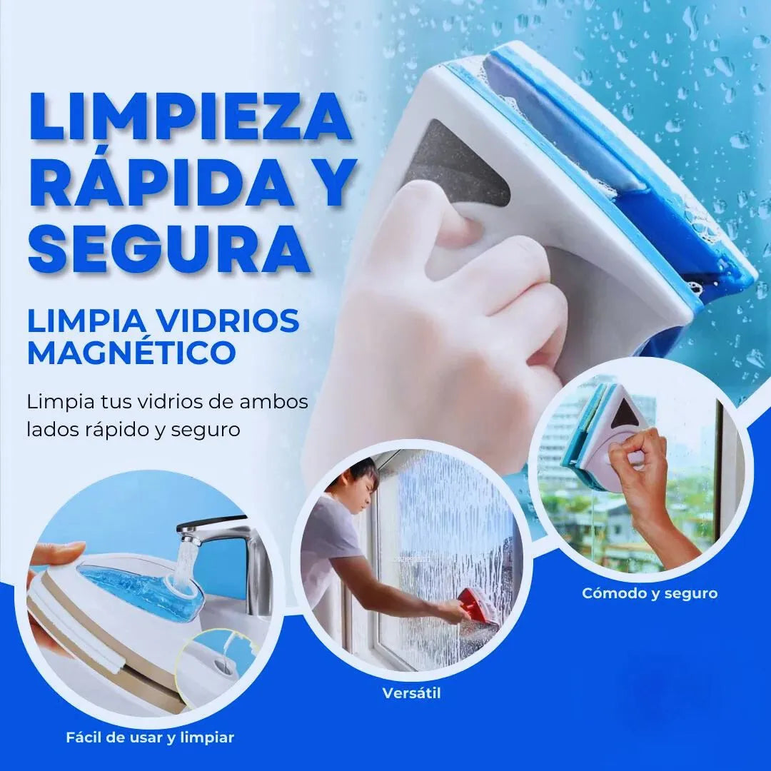 Limpia Vidrios Magnético con doble imán