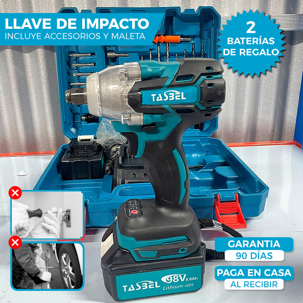 LLAVE DE IMPACTO TASBEL™ 98V | INCLUYE 2 BATERÍAS DE REGALO 🎁
