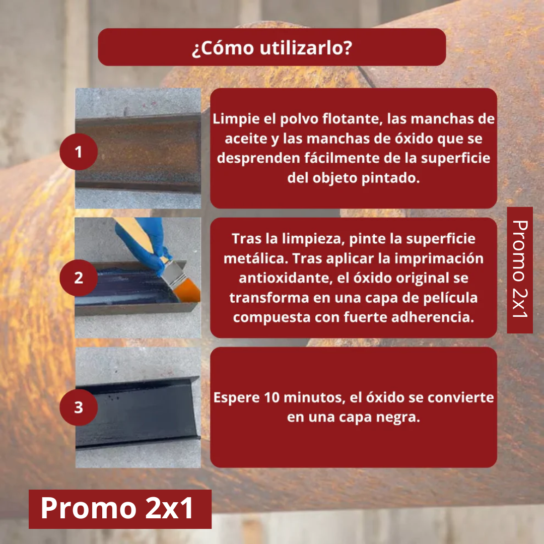 PACK: 2x1 Pintura Antióxido - Elimina el Óxido Fácil - Recupera Metales en Solo Minutos