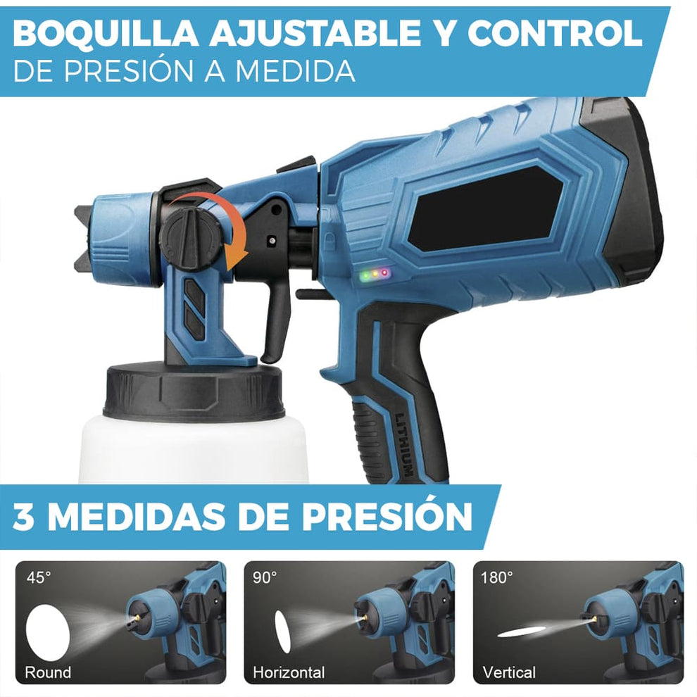 Pistola de pintura + 2 Baterías Litio 98V – Acabado profesional en minutos sin esfuerzo
