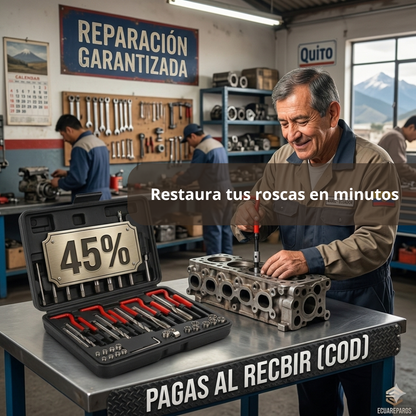 Kit Reparador de Roscas Helicoidales – Restaura Hilos Dañados – Ahorra Cambios Costosos Hoy
