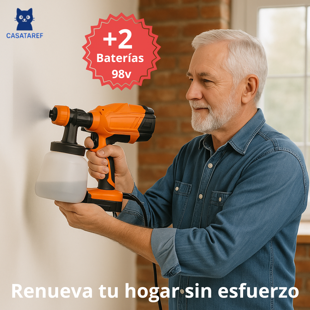 Pistola de pintura + 2 Baterías Litio 98V – Acabado profesional en minutos sin esfuerzo