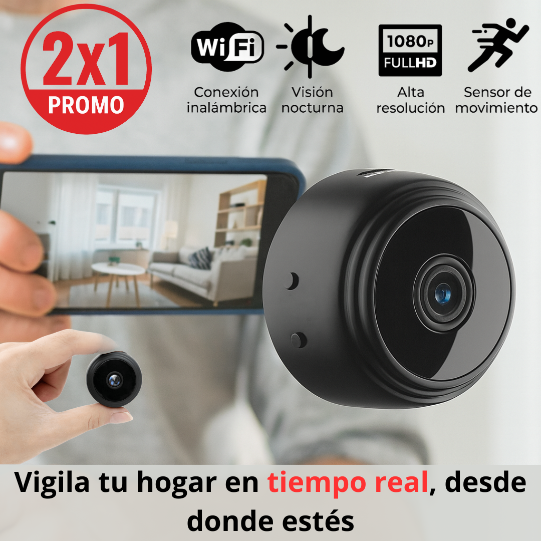 2x1: Mini Cámara WiFi – Vigilancia en Vivo – Protege tu hogar 24/7