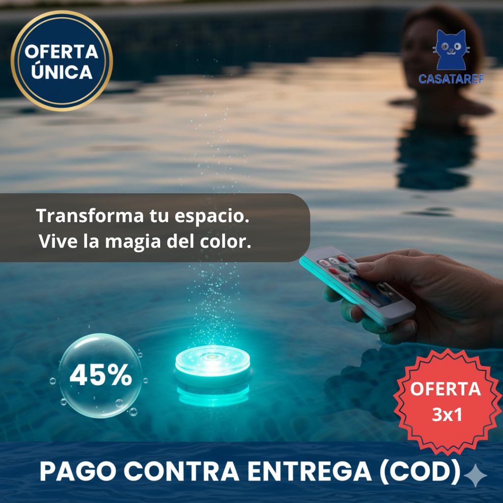 Luz LED Subacuática – Iluminación de Piscinas y Jardines – Transforma tus espacios en minutos