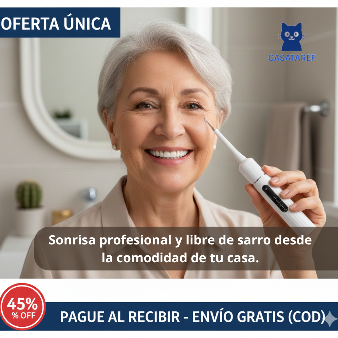 Limpiador Dental Ultrasónico – Eliminación de Sarro – Sonrisa Limpia en Casa desde la Primera Semana