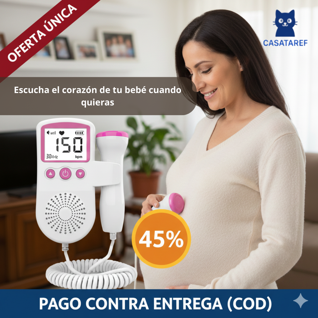 Doppler Fetal Portátil – Monitor de Latidos – Tranquilidad para Mamá en Segundos