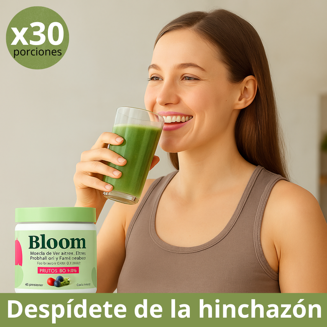 JUGO BLOOM VERDE - Reduce Hinchazón en 7 Días - 30 Porciones
