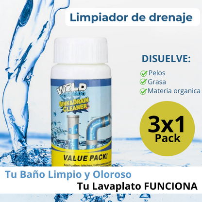 Pack x3 - Limpiador de Drenaje - Destapador Potente de Tuberías