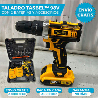 TALADRO INALÁMBRICO TASBEL™ 98V | INCLUYE 2 BATERÍAS DE REGALO 🎁
