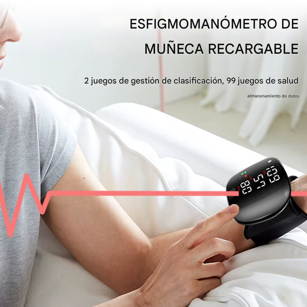 Tensiometro digital de muñeca con Voz indicador en Español